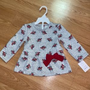 NWT Pretty flowered shirt with red bow.